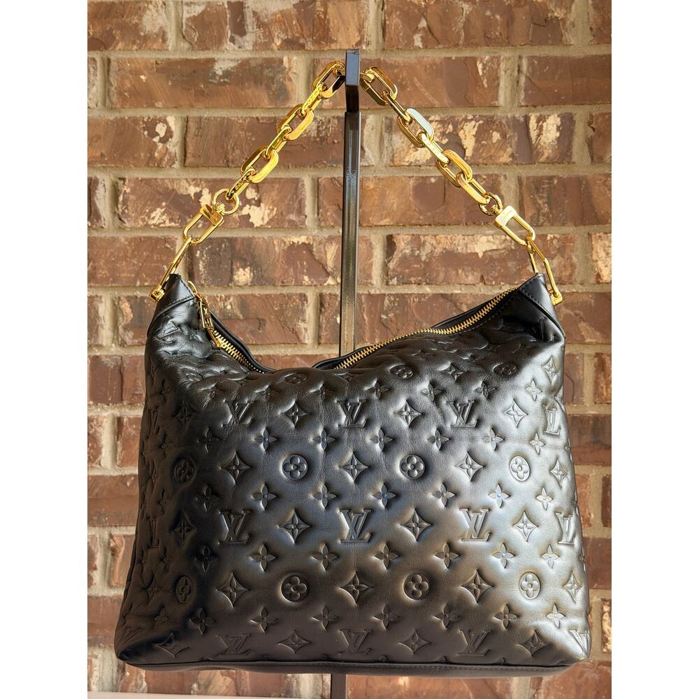 Louis Vuitton Coussin Hobo Monogram Embossed Lambskin MM Black 28169 - Picture 3 of 16